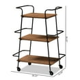 thumbnail image 4 of Baxton Studio Bernard Rustic Industrial Black Metal and Walnut Finished Wood 3-Tier Small Mobile Wine Bar Cart,Wholesale, 4 of 19