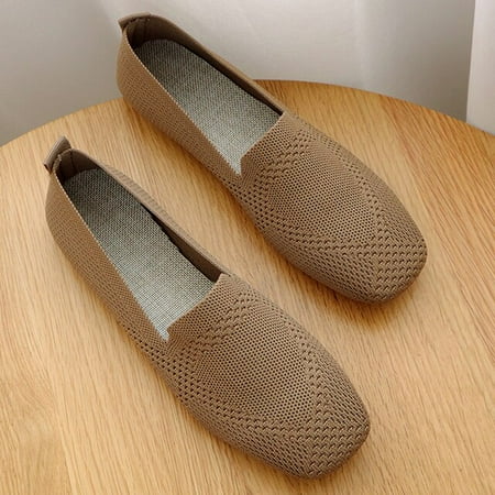 

2022 Spring Mesh Ballet Flats Women Square Toe Knitted Loafers Breathable Flats Driving Sneakers Boat Shoes Classic Moccasins