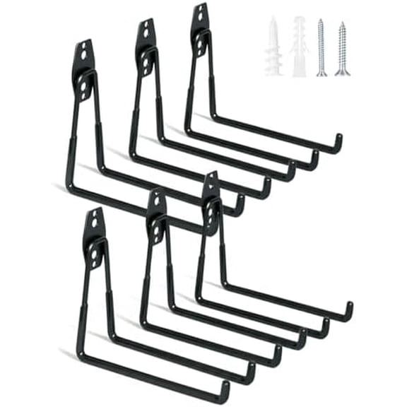 7.3'' Heavy Duty Garage Hooks, 6 Pack Wall Mount Garage Storage Hooks for Hanging Bike, Ladder, Tools - 100LB Load Capacity, Triple-Welded, PVC Coated (Black)