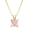 thumbnail image 1 of 3.0 ct Brilliant Princess Cut Solitaire Simulated Pink Diamond 14k Yellow Gold Pendant with 16" Chain, 1 of 4