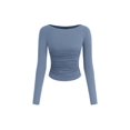 thumbnail image 1 of Remera PRETTYGARDEN 2025 Crop Top de Manga Larga Fruncido Azul Gris Talle M, 1 of 8