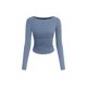 thumbnail image 1 of Remera PRETTYGARDEN 2025 Crop Top de Manga Larga Fruncido Azul Gris Talle M, 1 of 8