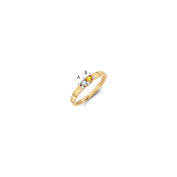 14K Yellow Gold Ring Band Mother's & Family Semi Mount Diamond center Stone Mounting 4 mm