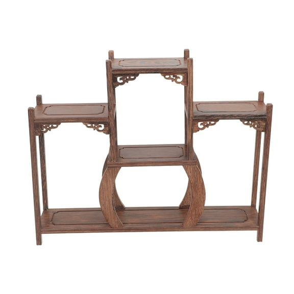 Milisten Wooden Carving Antique Display Rack Curio Display Stand Antique Storage Rack