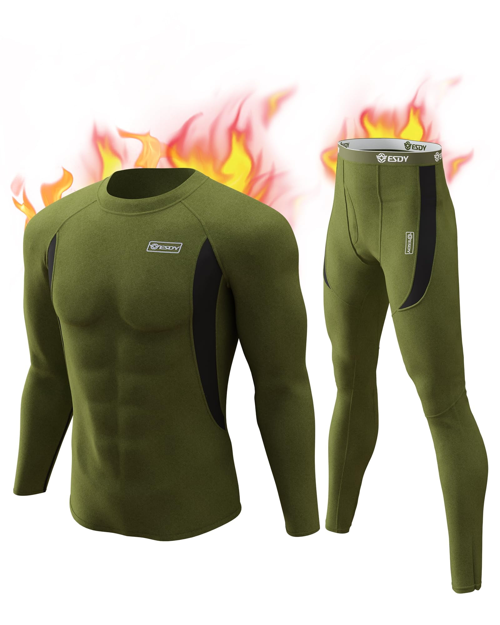 Mossy Oak Men's Base Layers Set Compression Pants & Shirt Thermal
