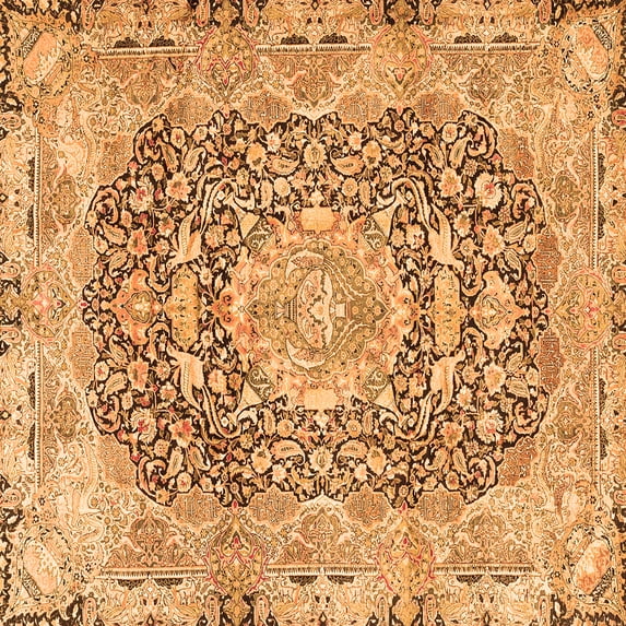 Ahgly Company Indoor Square Persian Orange Traditional Area Rugs, 8' Square