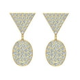 thumbnail image 3 of 14K Gold Diamond Earrings Oval Cluster Dangle Drop Earrings Triangle Top 0.90 carat total weight (G color, SI clarity), 3 of 4