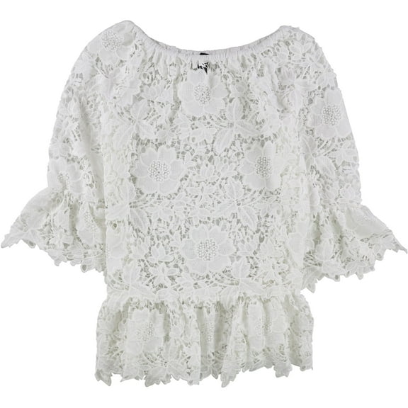 Alfani Womens Sheer Knit Blouse, White, S/M