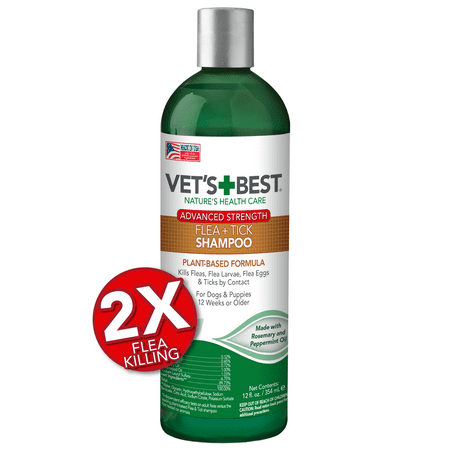 Vet’s Best Flea and Tick Advanced Strength Dog Shampoo | Flea Treatment for Dogs | Flea Killer with Certified Natural Oils | 12 (Vets Best Travel Calm)