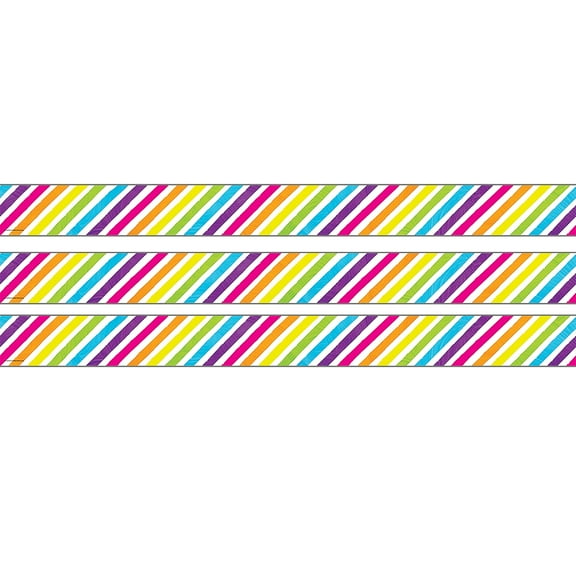 Teacher Created Resources Brights 4Ever Stripes Straight Rolled Border Trim, 50 Feet, 3 Rolls