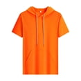 thumbnail image 4 of Mens Short Sleeve Drawstring Hoodie Cotton Moisture Wicking Hooded T-shirts Sweatshirts Lightweight Solid Tops with Kangaroo Pocket Size 2XL Orange, 4 of 5