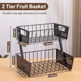 thumbnail image 3 of Wetheny 2 Tier Fruit Basket with Metal Handle, Countertop Fruit Vegetable Basket Bowl for Kitchen Counter Organizer, Detachable Metal Wire Storage Basket Fruit Stand Holder for Bread Snack Produce Br, 3 of 5