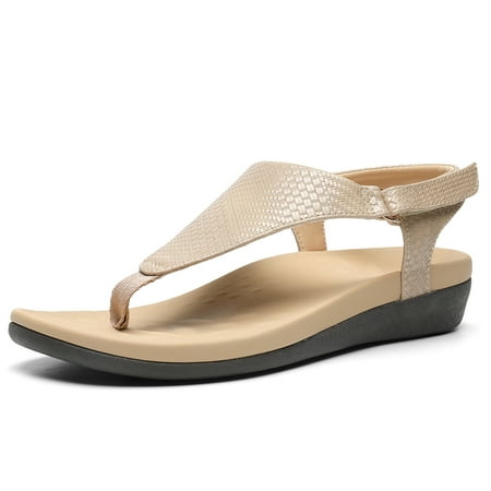 

Womens Arch Support Sandals Orthotic Adjustable Thong Flip Flops Beige 11