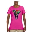 thumbnail image 2 of Colorful Rainbow Floral Elephant Animal Lover Womens Graphic T-Shirt, Fuschia, Large, 2 of 3