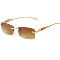 thumbnail image 1 of Gafas de sol ADE WU vintage sin montura con armazón dorado y lente marrón, 1 of 6
