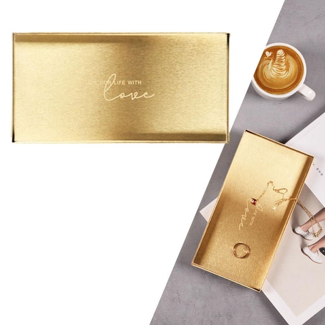 Bandeja decorativa dorado ervir, decoración nórdica para el hogar, comida, postre, café, joyería, colr, reloj, orgazador de Rectángulo S Macarena Bandeja de almacenamiento