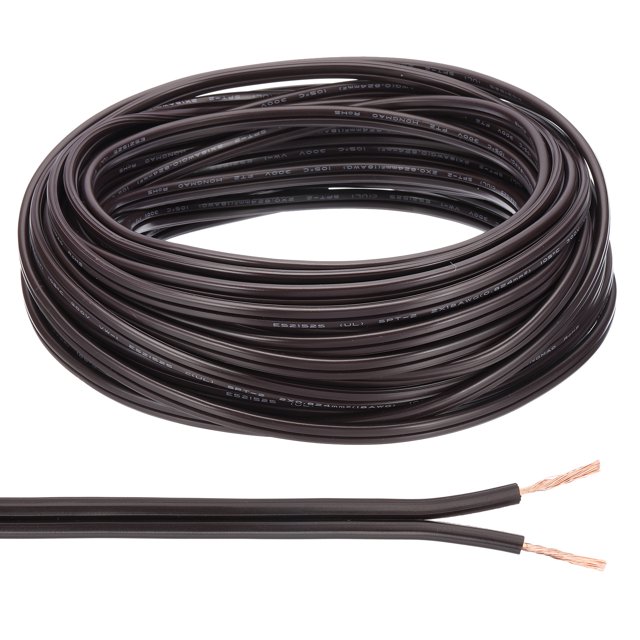 Uxcell Cable Cubierto de 50 pies 18/2, Cordón de lámpara SPT-2 de 300V, Cable electrónico flexible aislado y resistente al calor, Marrón