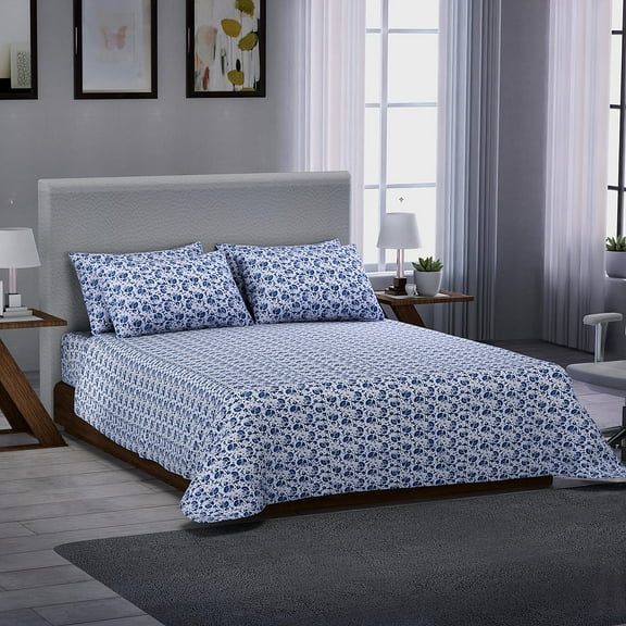 HOMESMART Floral Print Pattern Microfiber 6 Pcs Sheet Set (with 14 Deep Pocket) -King Birthday Christmas Gifts