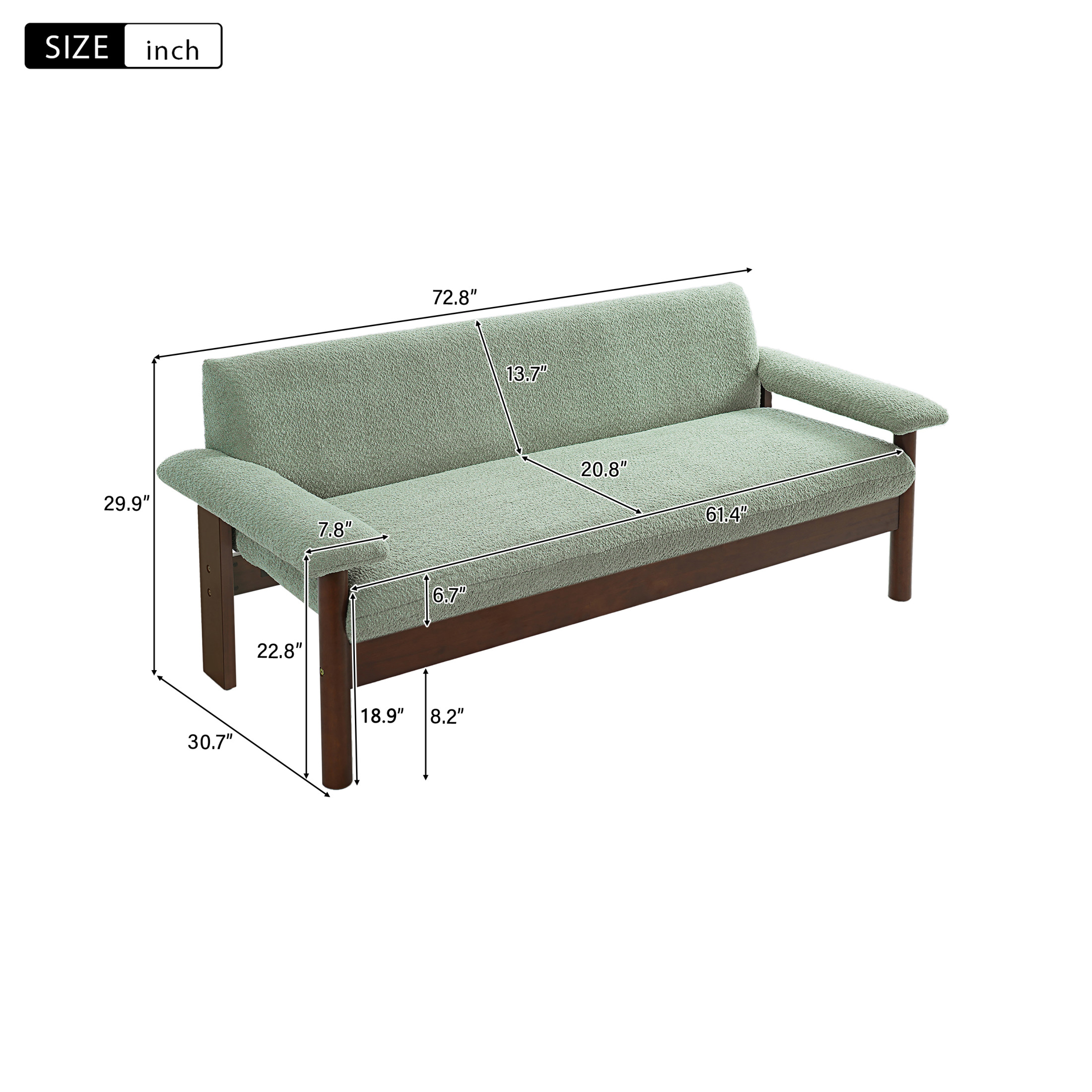 Christopher Knight Home 72.8" Modern Loveseat Sofa, 2-Seater Couch with Armrest Pillows, Green