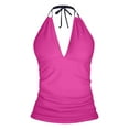 thumbnail image 3 of adviicd Women's Tankini Top Halter Tummy Control Swim Tops Only V Neck Bathing Suit No Bottom Hot Pink, M, 3 of 3