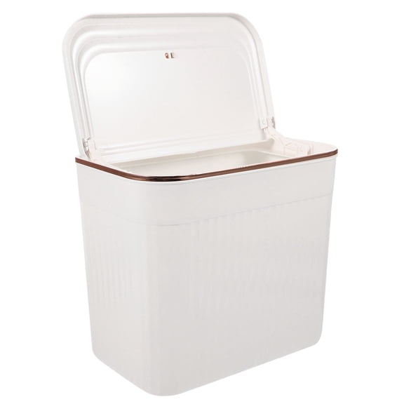 WRISTBIQUE White Hanging Trash Can with Lid for Kitchen Cabinet Door, Odor Resistant and Space-Saving Waste Bin