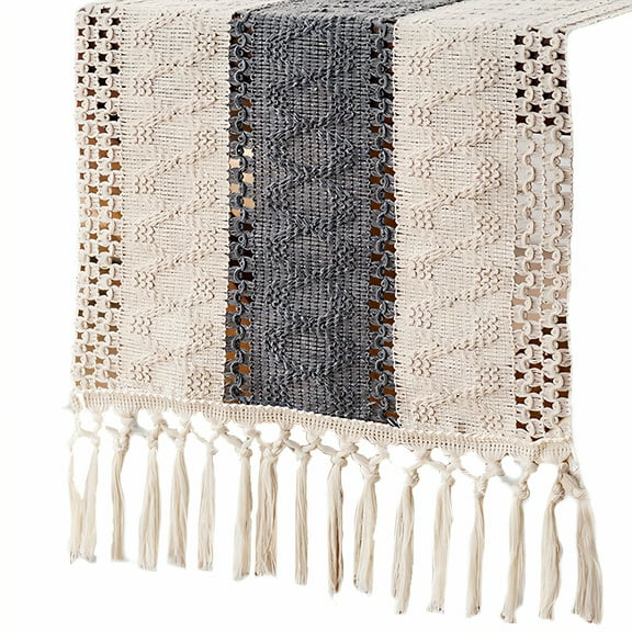 AUQ Table Runner,Cotton Linen Texture Table Runner 48 Inches Long,Smooth Touch Farmhouse Table Runner,Style1,30*120cm
