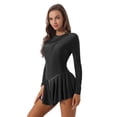 thumbnail image 4 of iiniim Women's Adult Figure Ice Skating Dress Long Sleeves Gymnastics Leotard Dancewear Costume Black S, 4 of 7