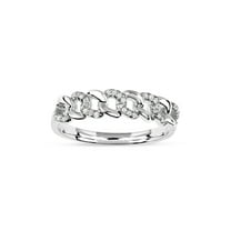 Imperial 1/10Ct TDW Diamond 10k White Gold Cuban Link Women's Band (H-I, I2)