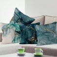 thumbnail image 2 of LAICAIW Marble Pillow Covers 24x24 Inch, Ink Blue Luxury Liquid Marble Modern Pillow Covers Teal and Gold Square Cotton Linen Couch Pillow Cases for Home Decor, Set of 4 (No Insert Included), 2 of 7