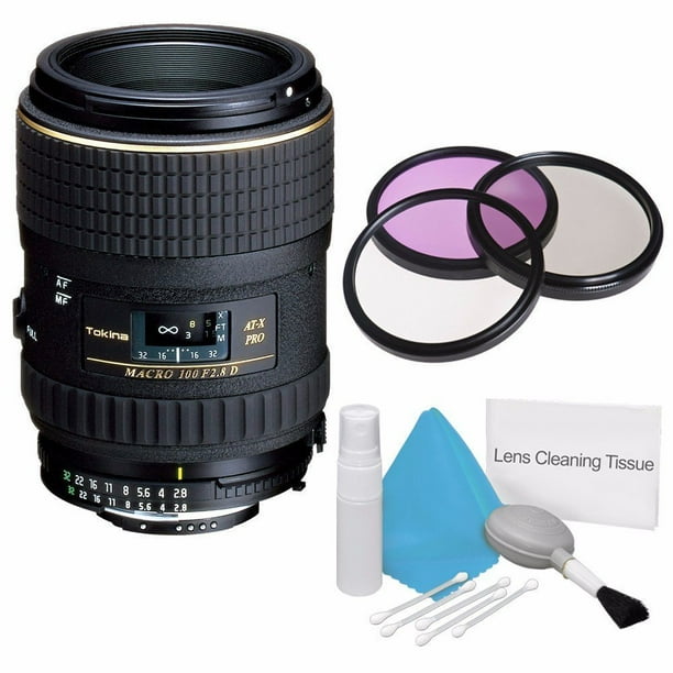 Tokina 100mm F 2 8 At X M100 Af Pro D Macro Autofocus Lens For Nikon Af D International Model No Warranty Deluxe Cleaning Kit 55mm 3 Piece Filter Kit Bundle 2 Walmart Com Walmart Com