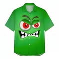 thumbnail image 4 of Shirts for Men Funny Emoticon Graphic Top Short Sleeve Button Down Casual Loose Mens Shirts Green-Angry Face XXXXL, 4 of 4