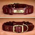 thumbnail image 4 of Large Dog Leather Collar w/ Gold Name Tag - Engrave Your Pet's ID, 4 of 10