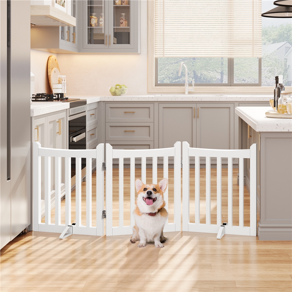 Yaheetech 24" Tall Freestanding Wooden Fence with Door, White
