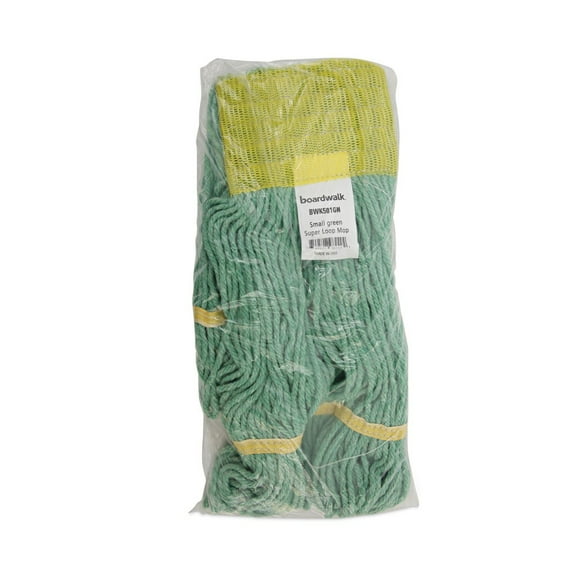 Boardwalk BWK501GN 5 in. Headband Super Loop Cotton/Synthetic Fiber Wet Mop Head - Small, Green (12/Carton)