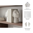 thumbnail image 5 of Sculptural Resin Textured Head Book Ends - Contemporary Bookshelf Decor and Book Accessories - Artistic Bookends for Office Spaces, Desk Decor, or Home Library Accents - Set of 2, 9", White, 5 of 11