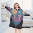 thumbnail image 5 of FORMRS Wearable Blanket Hoodie with Sleeves for Kids Cozy Flannel Sweatshirt, Psychedelic Jellyfish, 5 of 7