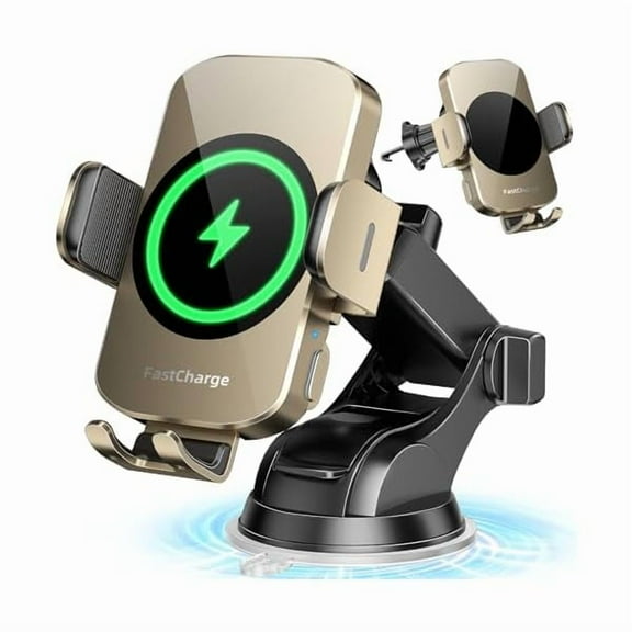 Wireless Car Charger, Fast Charging Phone Holder 3 in 1 Phone Mount Auto Clamping Car Accessories Compatible with iPhone 16 15 14 13 12 11 Xs XR, Samsung S23 Ultra S22 S21 S20/S10  S9  Note 9