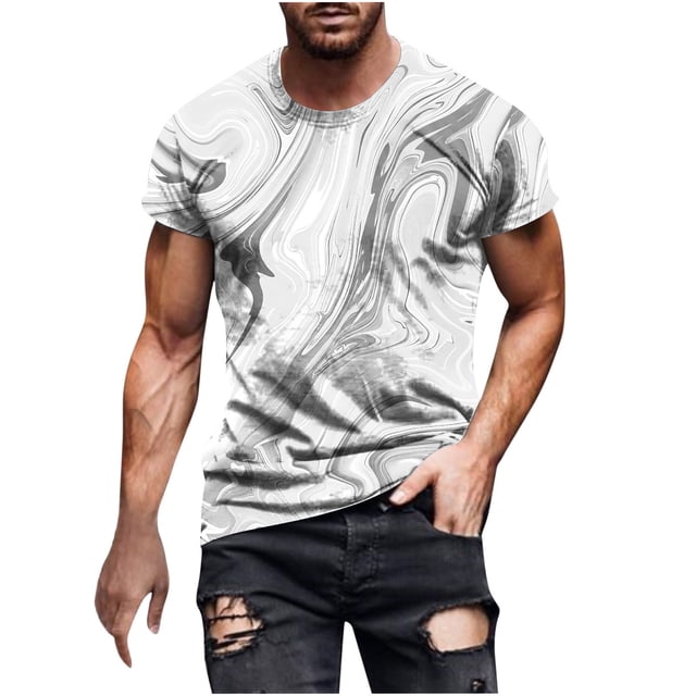 Birdeem Chemises pour Hommes Mode Hommes Confortables Imprimés Manches Courtes Col Rond Blouses Chemises