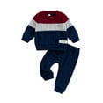 thumbnail image 1 of WIFORNT Baby Boy 2Pcs Fall Outfits Long Sleeve Contrast Color Sweater + Pants Set Warm Clothes, 1 of 9