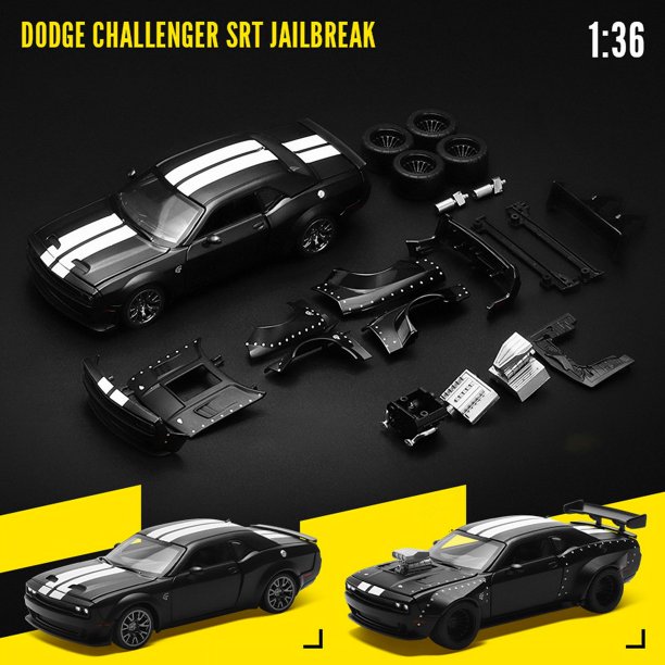 Versión de montaje 1:36 Dodge Challenger SRT Jailbreak, modelo de coche deportivo modificado de aleación, modelo de coche de carreras fundido a presión de Metal, juguete para regalo para niños