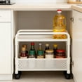 thumbnail image 7 of FEOLGEHLY 2-Tier Narrow Gap Storage Cart 42x40x13cm with 360° Wheels and Detachable Hooks, Slim Organizer for Kitchen Bathroom, Crevice Trolley, Kitchen Gap Rack, Bathroom Cart (White), 7 of 7
