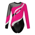 thumbnail image 5 of Doomiva Kids Girls Sparkle Long Sleeve Ballet Dance Gymnastics Leotard Bodysuit Unitard with Leggings Trousers Set Hot Pink&Black 6, 5 of 7