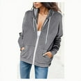 thumbnail image 5 of Veste à Capuche Décontractée pour Femme, Couleur Unie, Poche Zippée, Manches Longues, Légère, Haut de Mode Printemps Automne, 5 of 5