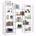 thumbnail image 5 of Tribesigns Triple Wide 5-Shelf Bookcase, Etagere Large Open Bookshelf Vintage Industrial Style Shelves Wood and Metal bookcases Furniture for Home & Office, 5 of 8