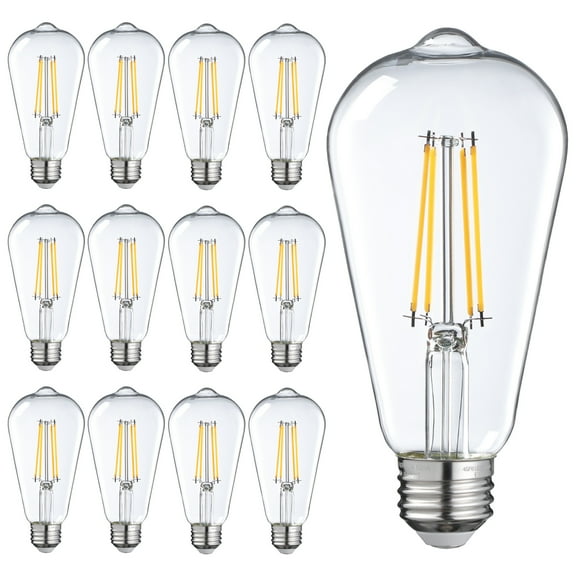 TORCHSTAR 12 Pack 75W Watt Equivalent ST64/ST19 LED Light Bulb, E26 Edison Base, Dimmable, 2700K Soft White