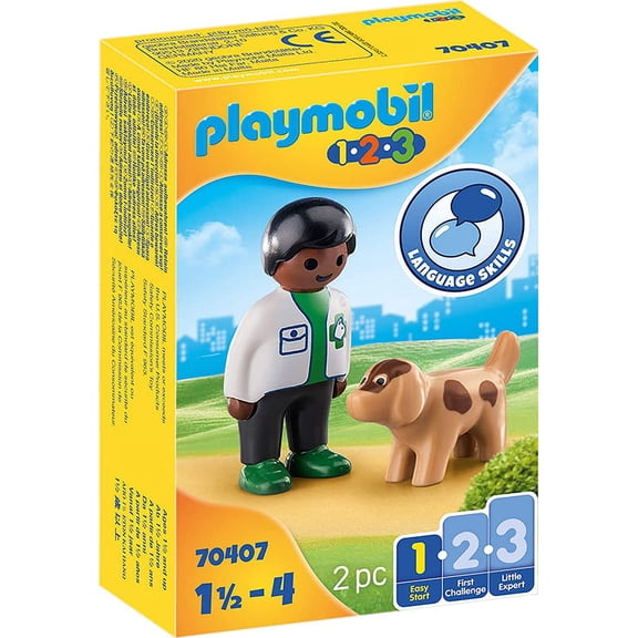Playmobil 1.2.3 # Vet with Dog - Brand New!