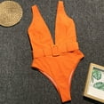 thumbnail image 5 of Sngxgn Women's Swimsuits Tummy Control V Neck Bathing Suit Twist Front Ruffle Swimwear(Orange,M), 5 of 6