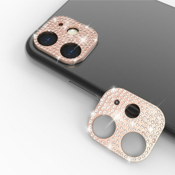 Camera Lens Protector Designed For iPhone 11/12 Mini Rose Gold Diamond