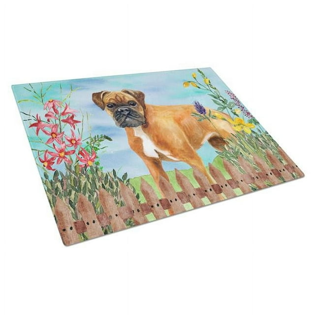 Carolines Treasures CK1202LCB German Boxer Spring Glass Cutting Board, Large