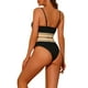 thumbnail image 3 of Conjuntos de bikini de canalé para mujer INSPIRE CHIC, traje de baño de dos piezas con tirantes ajustables, 3 of 5